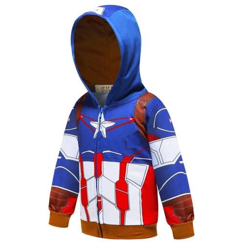 Kids Hoodies Superhero Captain America Sweatshirt For Boys