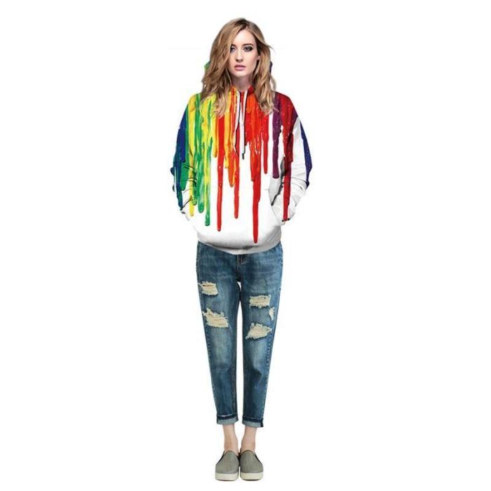 Mens Hoodies 3D Printed Colorful Painting Printing Sweatshirts