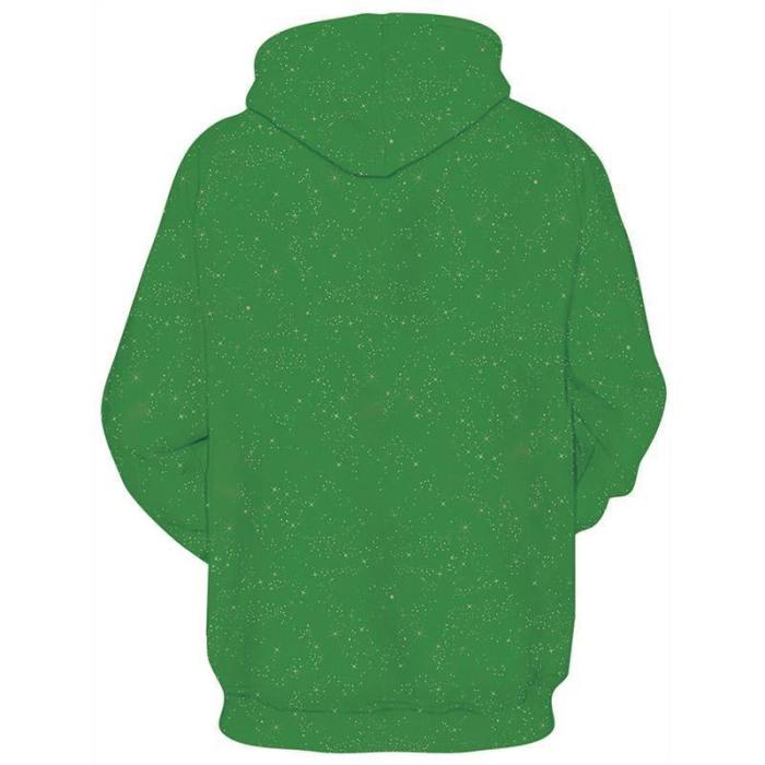 Mens Green Hoodies 3D Printed Christmas Bra Printing Hooded