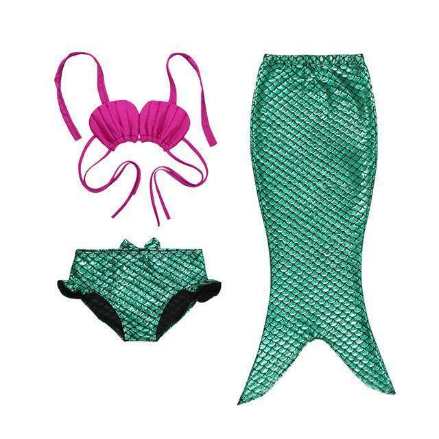 Mermaid Tail Custome Cosplay Baby Girl Kids Maid Tails Fancy Dress Swimmable Bikini Set