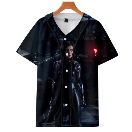 Alitat-Shirt - Battle Angel Graphic Button Down T-Shirt Csos998