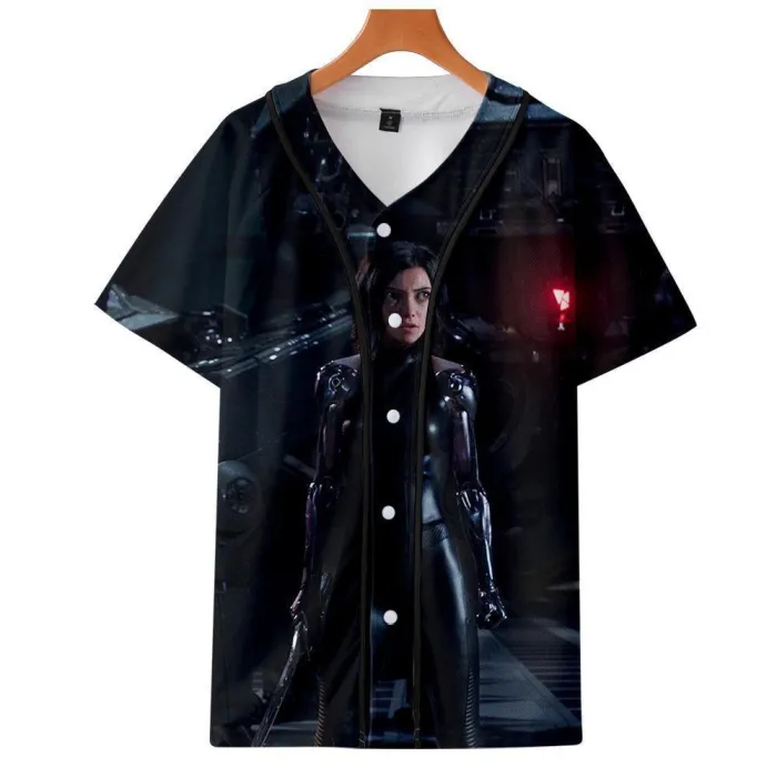 Alitat-Shirt - Battle Angel Graphic Button Down T-Shirt Csos998