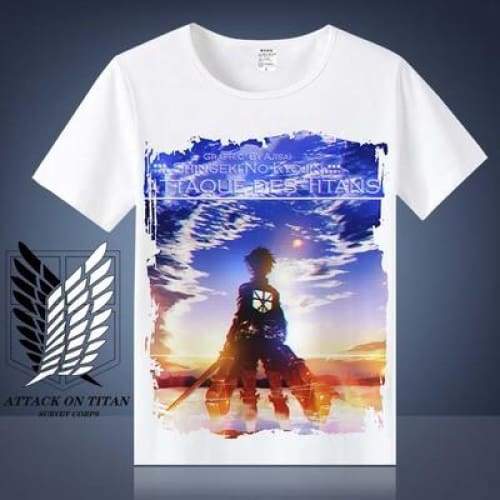 Attack on Titan Shingeki No Kyojin Mikasa Levi Cosplay T-shirts Costumes Short Sleeve Summer Tees
