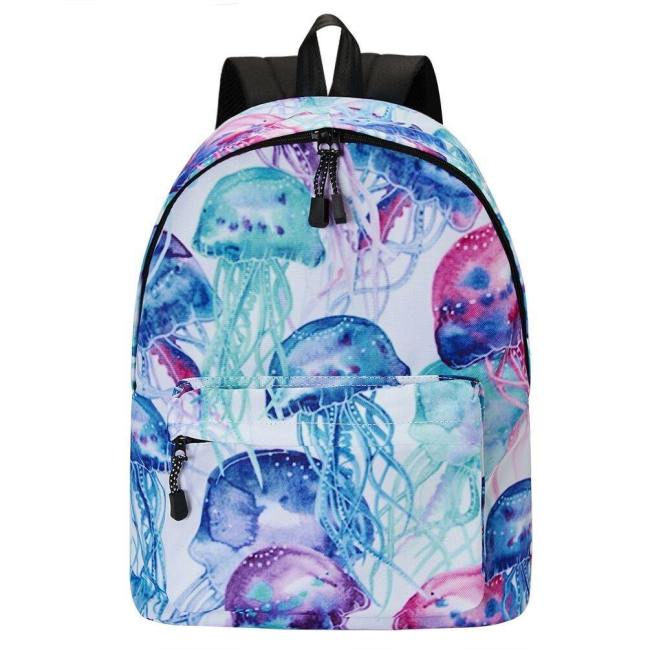 Backpack For School For Girls Student Bookbags Women Daypack Jellyfish Pattern