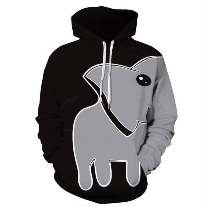 Mens Hoodies 3D Graphic Printed Whale Face Pullover