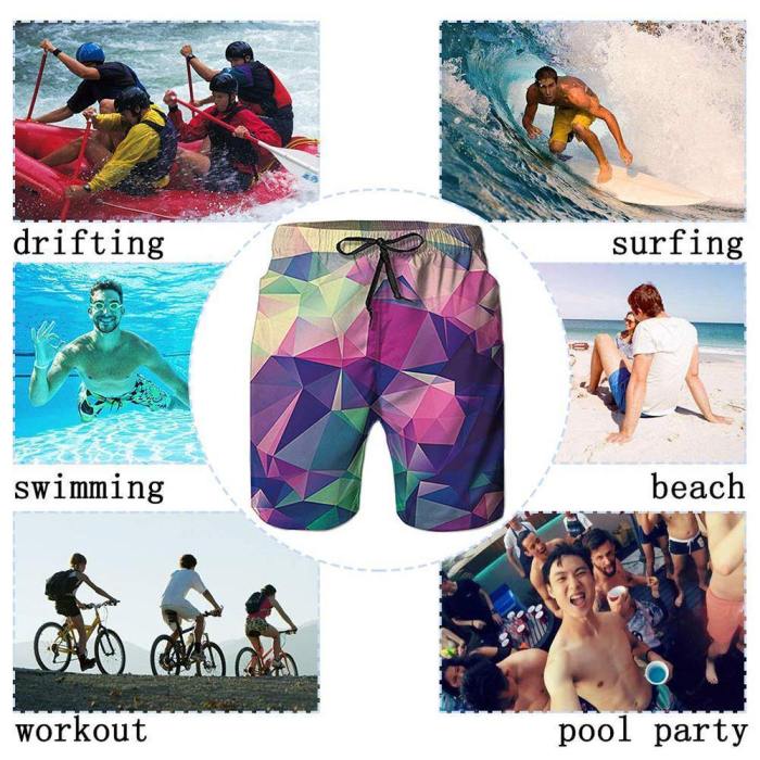 Diamond Geometry Beach Board Shorts