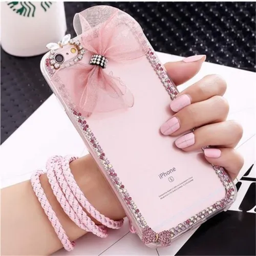 Lovely Bow Rhinestone Embedded Phone Case