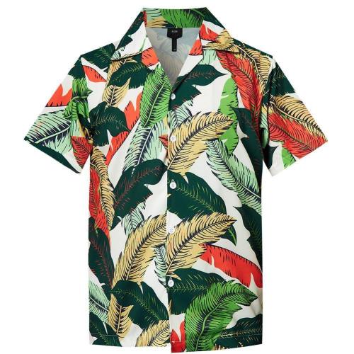 Men'S Hawaiian Shirt Summer Leaf Printing