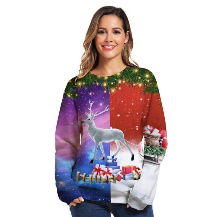 Mens Pullover Sweatshirt 3D Printed Christmas Gift Antelope Long Sleeve Shirts