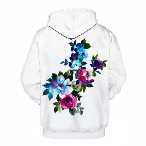 Floral White 3D Sweatshirt Hoodie Pullover