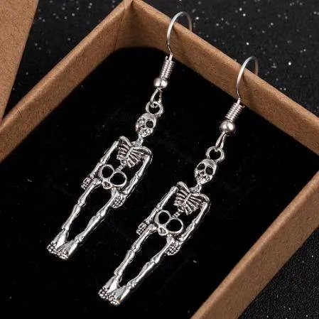 Gothic Halloween Skeleton Dangling Earrings