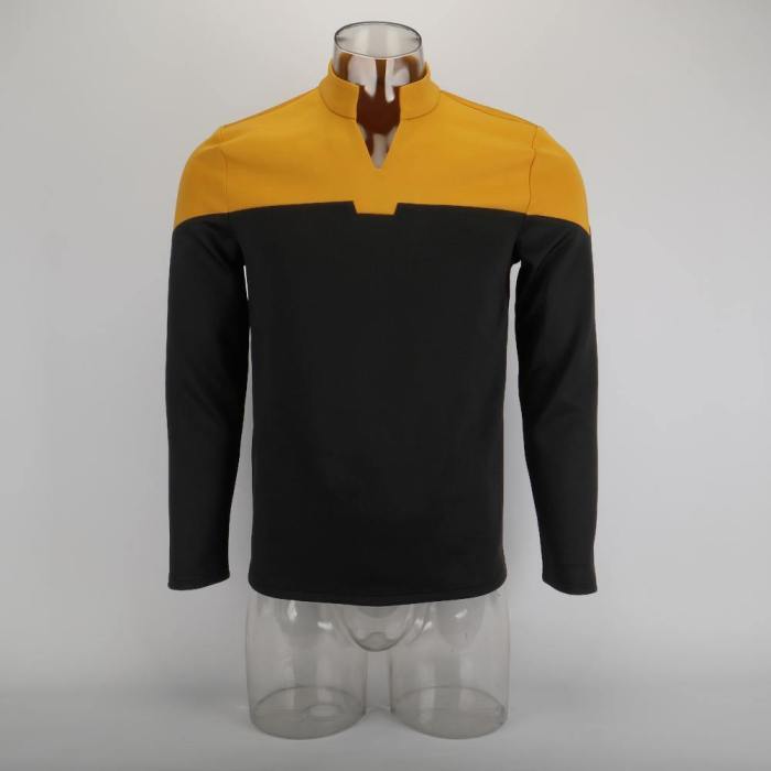 Star Trek Picard Startfleet Uniform New Engineering Gold Top Shirts Halloween Cosplay Costume