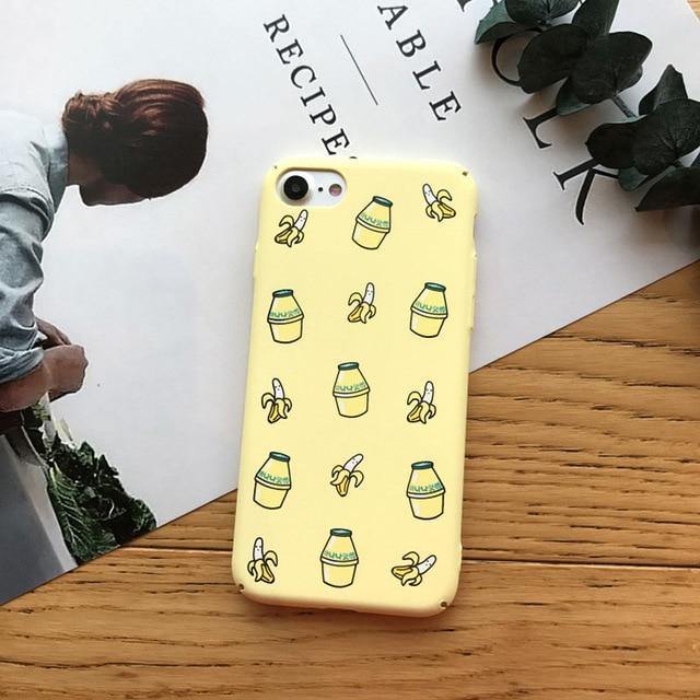 Cute Korean Banana Strawberry Milk Drink Art Phone Case