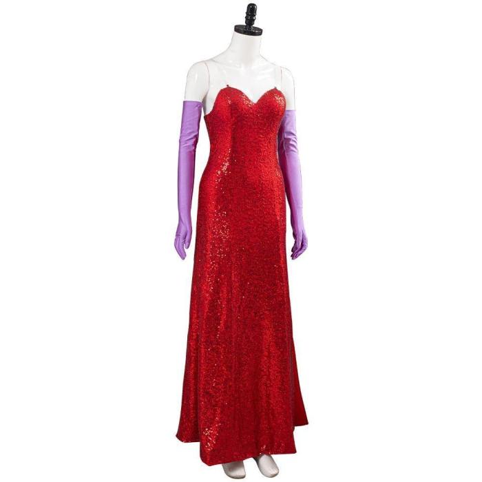 Movie Who Framed Roger Rabbit Jessica Rabbit Women Dress Outfits Halloween Carnival Costume Cosplay Costume