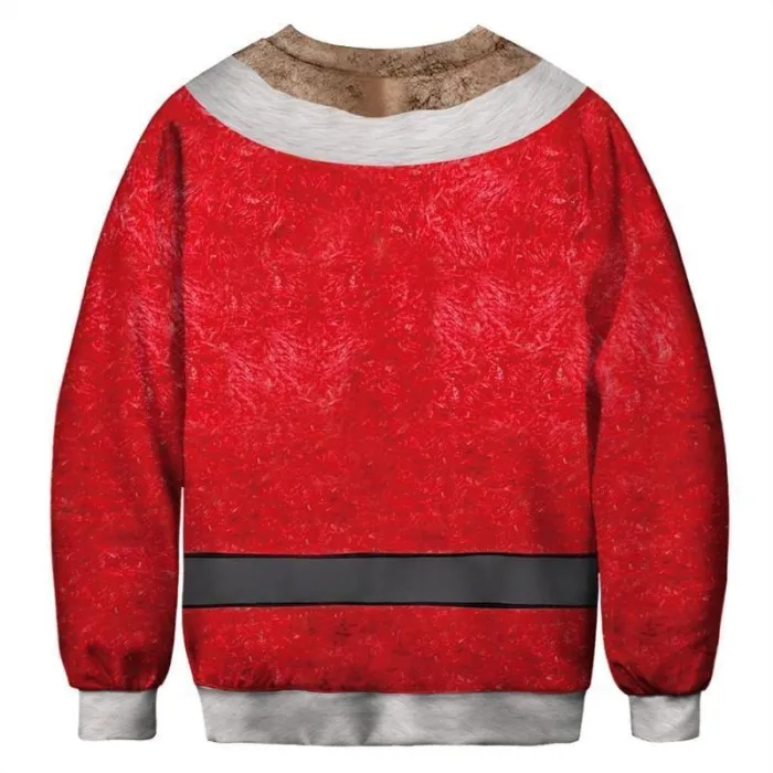 Mens Pullover Sweatshirt 3D Printed Christmas Red Long Sleeve Shirts
