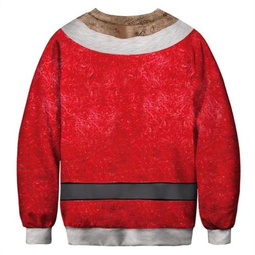 Mens Pullover Sweatshirt 3D Printed Christmas Red Long Sleeve Shirts