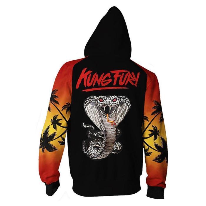 Unisex Hoodies Karate Kid Cobra Kai Zip Up 3D Print Jacket Sweatshirt