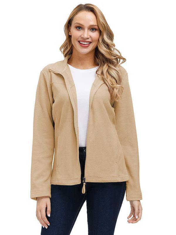 Women'S Zip Up Fuzzy Polar Fleece Jacket Coat