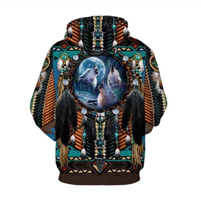 Mens Hoodies 3D Graphic Printed Indian Style Pullover