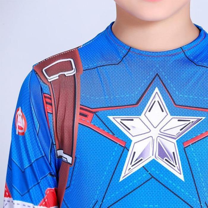 Captain America Child Boy Cosplay Halloween Costume Jumpsuit For Kids
