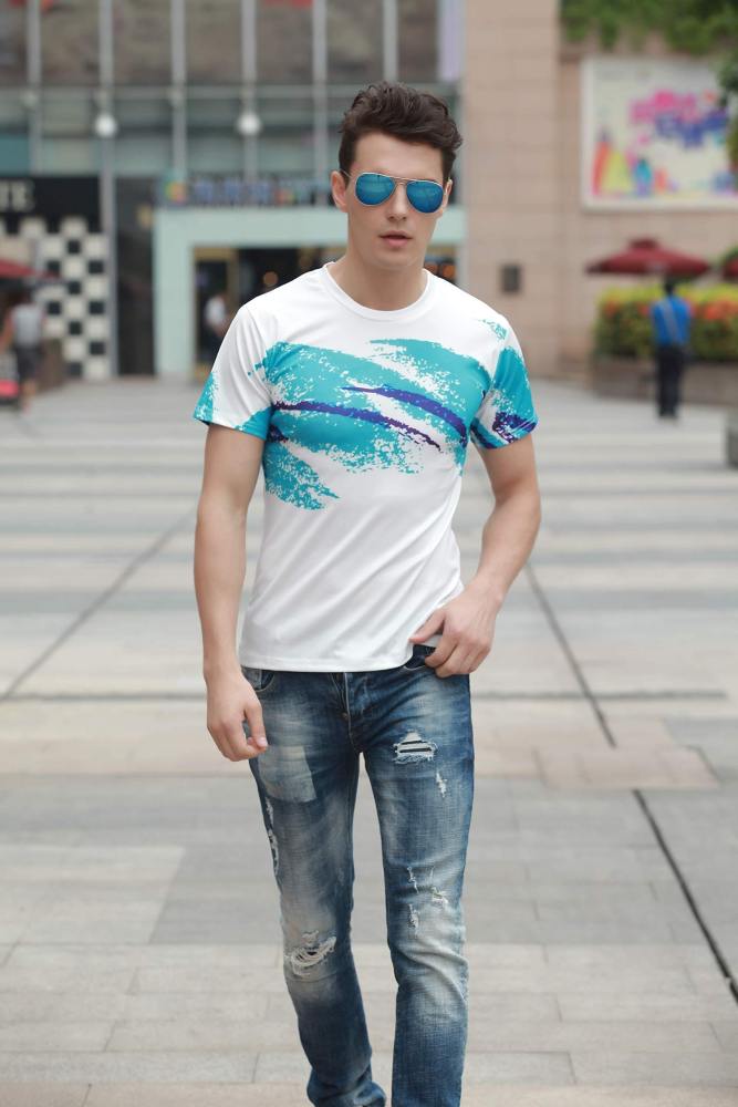 Mens T Shirt 3D Lifelike Paper Cup Sportswear Tie Dye Pattern Tee