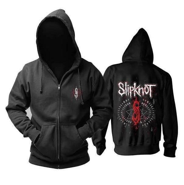 Slipknot Black Hoodie Rock Band Zip Up Sweatshirt
