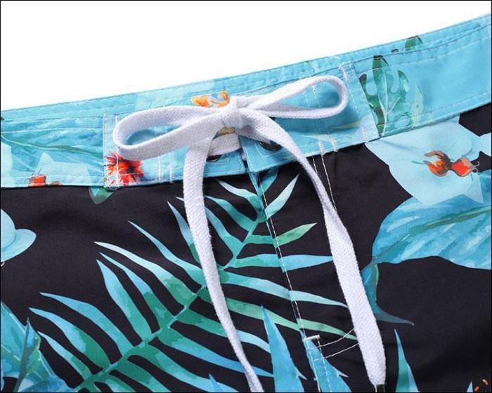 Men'S Beach Board Shorts Tropical Floral Pattern Swimming Pants