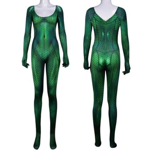 Aquaman Mera Jumpsuit Zentai Cosplay Mera Bodysuit Costume Halloween Women Kids