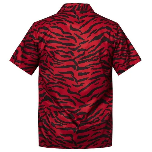 Men'S Hawaiian Black Red Leopard Printing