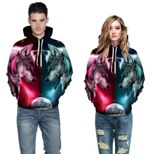 Couples Wolf Galaxy 3D Printed Hoodies