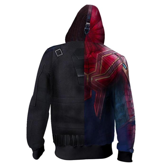 Unisex Spider-Man Hoodies Iron Spider-Man Stealth Battle Suit Zip Up 3D Print Jacket Sweatshirt