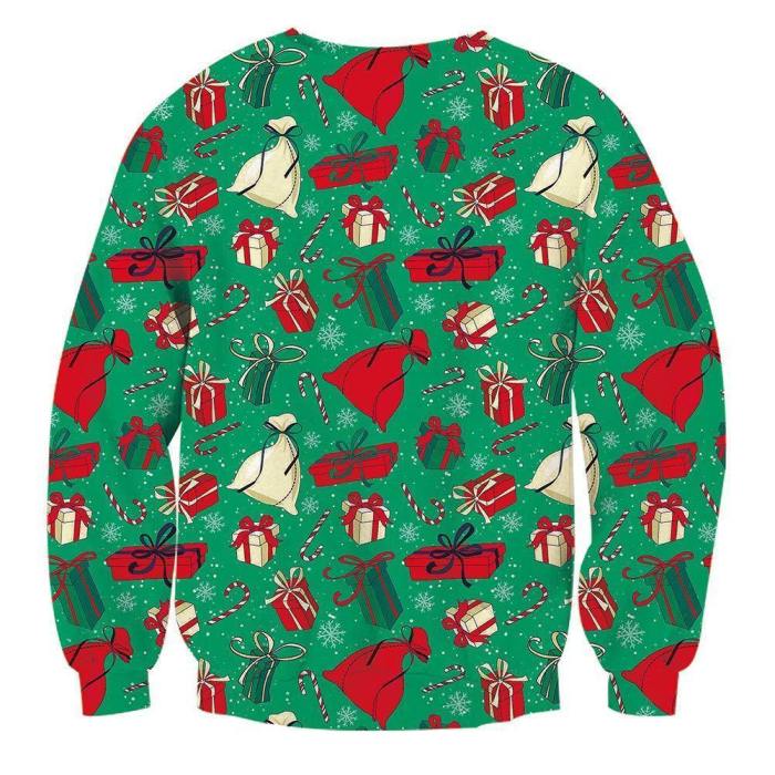 Mens Pullover Sweatshirt 3D Printing Christmas Cow Pattern