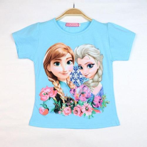 Girls Summer Cotton T-Shirt Princess Tees Snow Queen Elsa T Shirt Tops