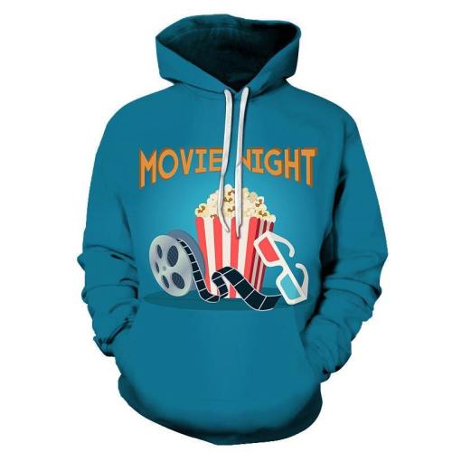 Movie Night Popcorn 3D Hoodie Sweatshirt Pullover