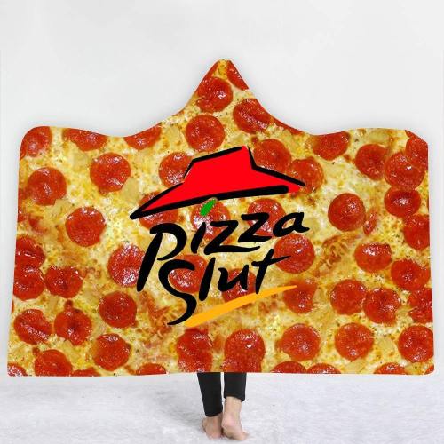 Funny  Pizza Slut  Hooded Blanket