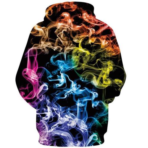 Mens Hoodies 3D Printed Multicolor Abstract Smoke Printing Hooded