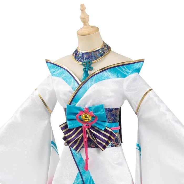 League Of Legends Lol Fox Ahri The Nine-Tailed Fox Women Kimono Dress Outfit Halloween Carnival Suit Cosplay Costume