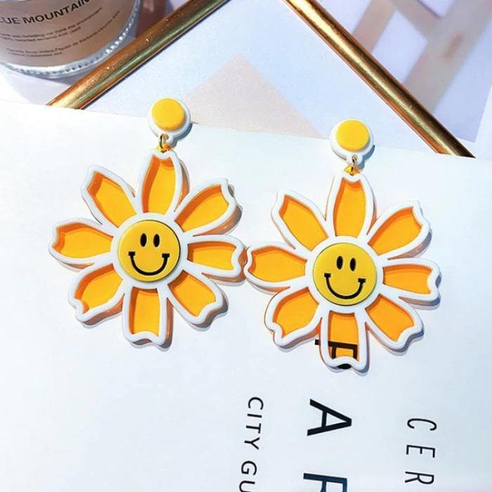 Sunshine Smiley Face Statement Earrings