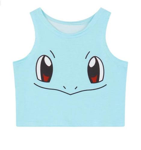 Pikachu Harajuku Cosplay Costumes Crop Shirt Print Tank Tops Tee Vest