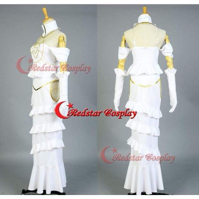 Overlord Overseer Albedo Halloween Cosplay Costume White Dress Gown Uniform Suit