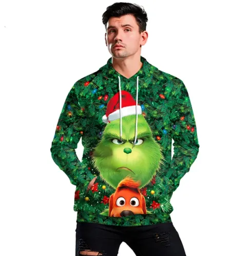 Merry Christmas The Grinch 3D Hoodies Shirt Fashion Pullovers Hoodie Streetwear Christmas Anime Hoodies