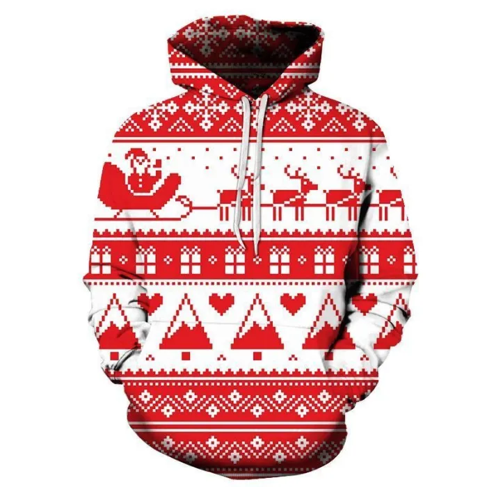 White 3D Christmas Hoodie - Sweatshirt, Hoodie, Pullover