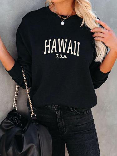 Hawaii Usa Oversized Black Sweatshirt