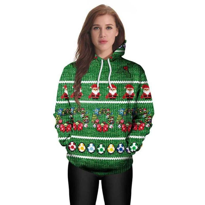 Christmas Wreath And Santa 3D Printed Hoodie Sweatshirt Pullover