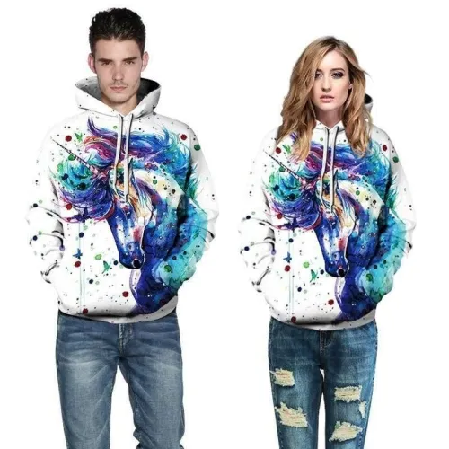 3D Print Hoodie - Alpaca Unicorn Print Pullover Hoodie
