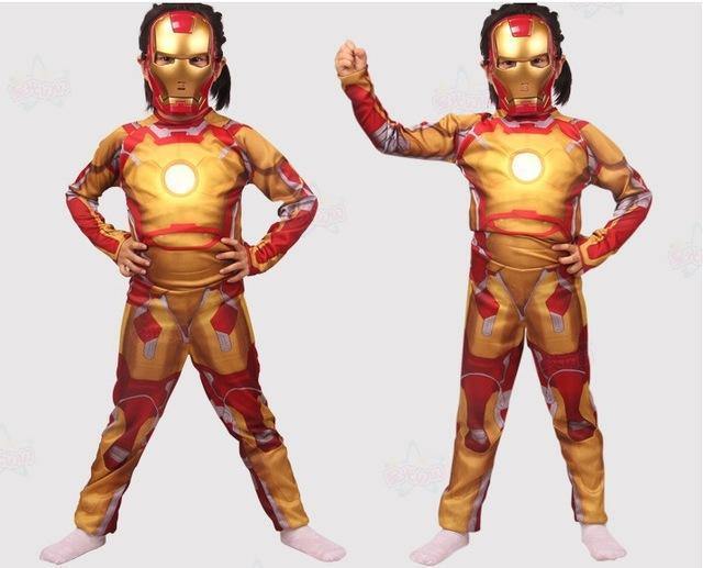 Iron Man Costume For Kids Mask Cosplay Ironman Halloween Costumes Girls Boys Children Carnival Superhero Avengers Child Muscle