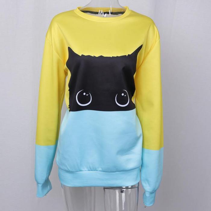Womens Hoodie Kawaii Black Cat Sweatshirts