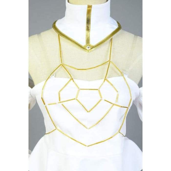 Overlord Overseer Albedo Halloween Cosplay Costume White Dress Gown Uniform Suit