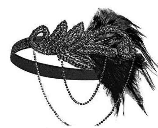Costume Props Charleston Costume Accessories Silver 'S Headband Flapper Headpiece Great Gatsby Feather Beaded Headband Chain