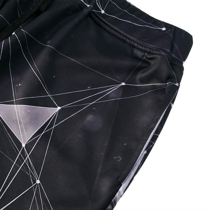 Mens Jogger Pants 3D Printing Diamond Geometry Pattern Trousers